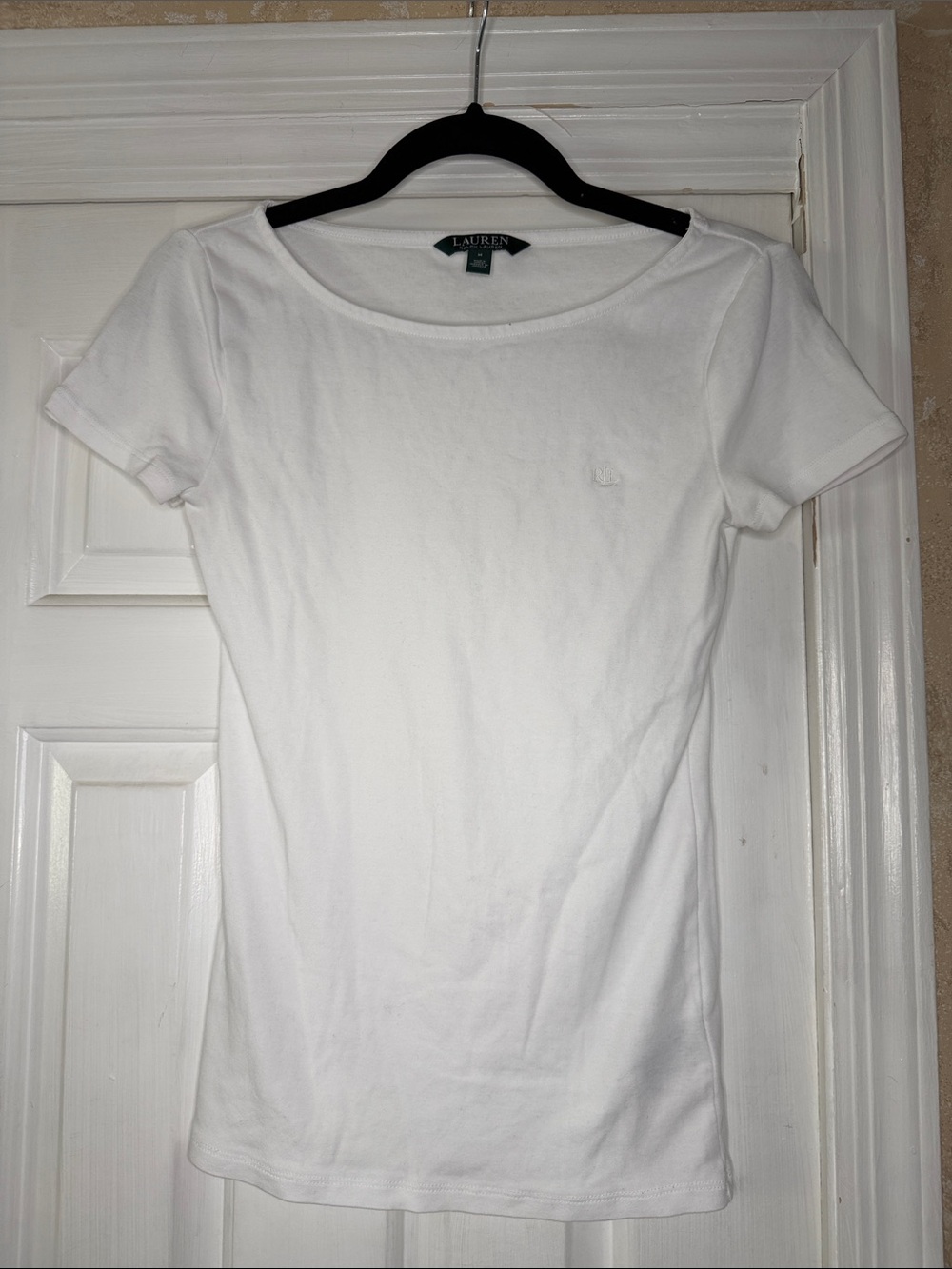 Lauren Ralph Lauren White Scoop Neck Short Sleeve Tee